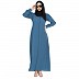 A-line abaya with potli buttons on front panel - French blue